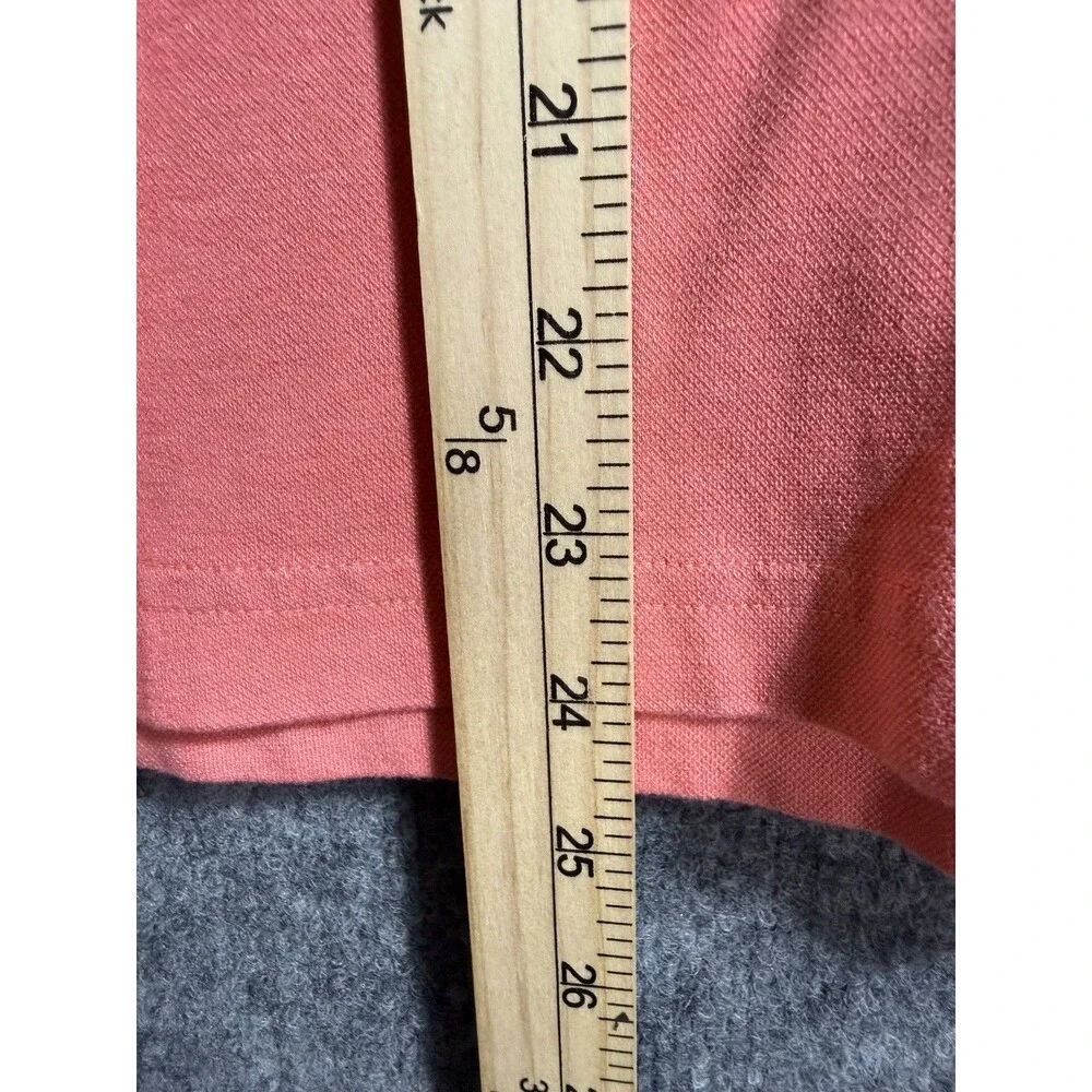 Tory Burch Lidia Long Sleeve Ruffle Polo Shirt Women’s Medium Coral Peach Cotton